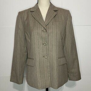 Pendleton Vintage Striped 3-Button Blazer Jacket Size 8 Brown Lined